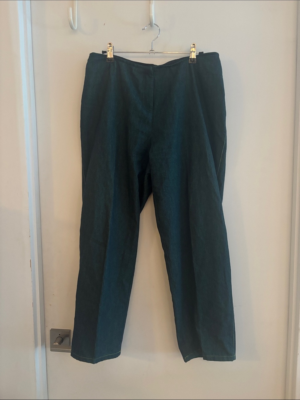 Vintage Y2K Pants Women's 30 Straight Leg Green High Rise Contrast Stitch 2000’s